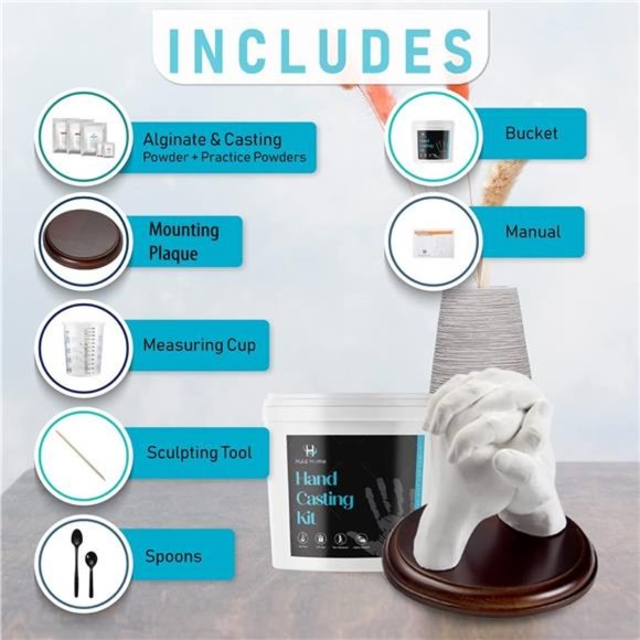 Hand Casting Kit for Couples or Family | Mounting Plaque Included | DIY Plaster - Picture 4 of 6